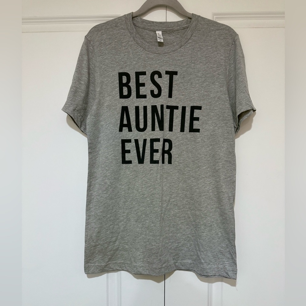 Bella Canvas Gray Crewneck Tee with Black Print Best Auntie